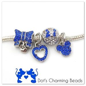 (4) Disney Mickey & Minnie Mouse Crystal Charms